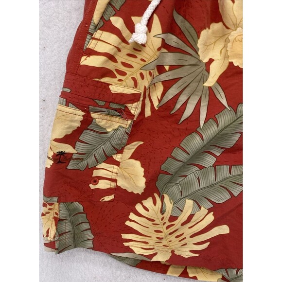 Tommy Bahama Shorts Mens Size XL Orange Floral Swim Trunks Mesh Lining Travel - Picture 2 of 14